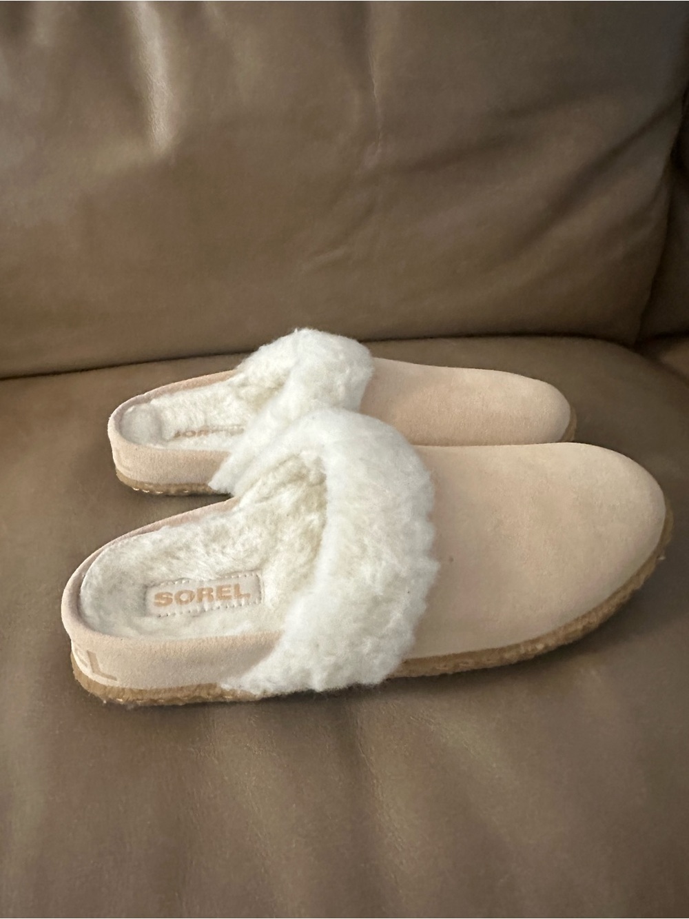 Sorel Women's Cream Suede Shearling Slide Slippers